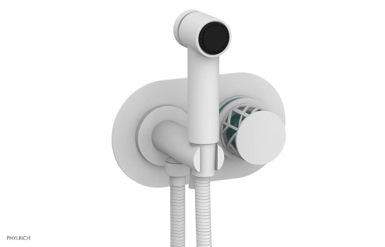 Phylrich JOLIE Wall Mounted Bidet, Round Handle with "Turquoise" Accents by Phylrich