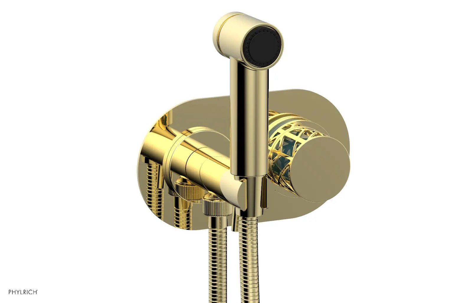 Phylrich JOLIE Wall Mounted Bidet, Round Handle with "Turquoise" Accents by Phylrich