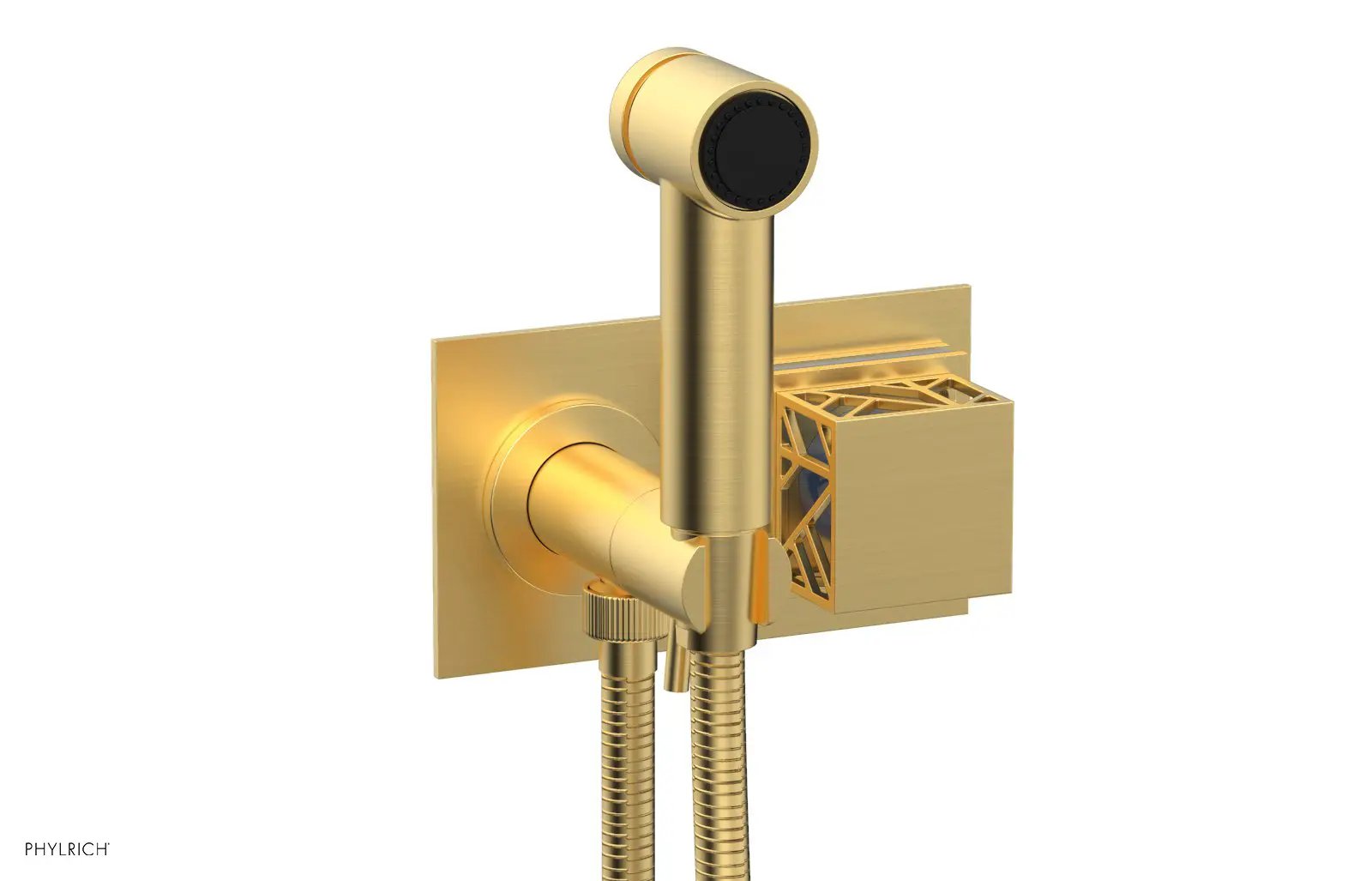 Phylrich JOLIE Wall Mounted Bidet, Square Handle with "Light Blue" Accents by Phylrich