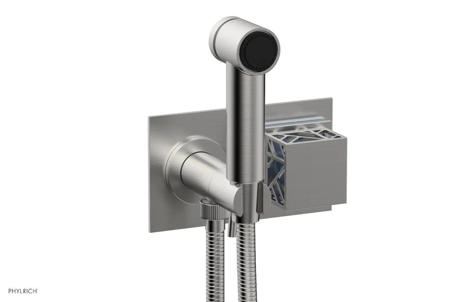 Phylrich JOLIE Wall Mounted Bidet, Square Handle with "Light Blue" Accents by Phylrich