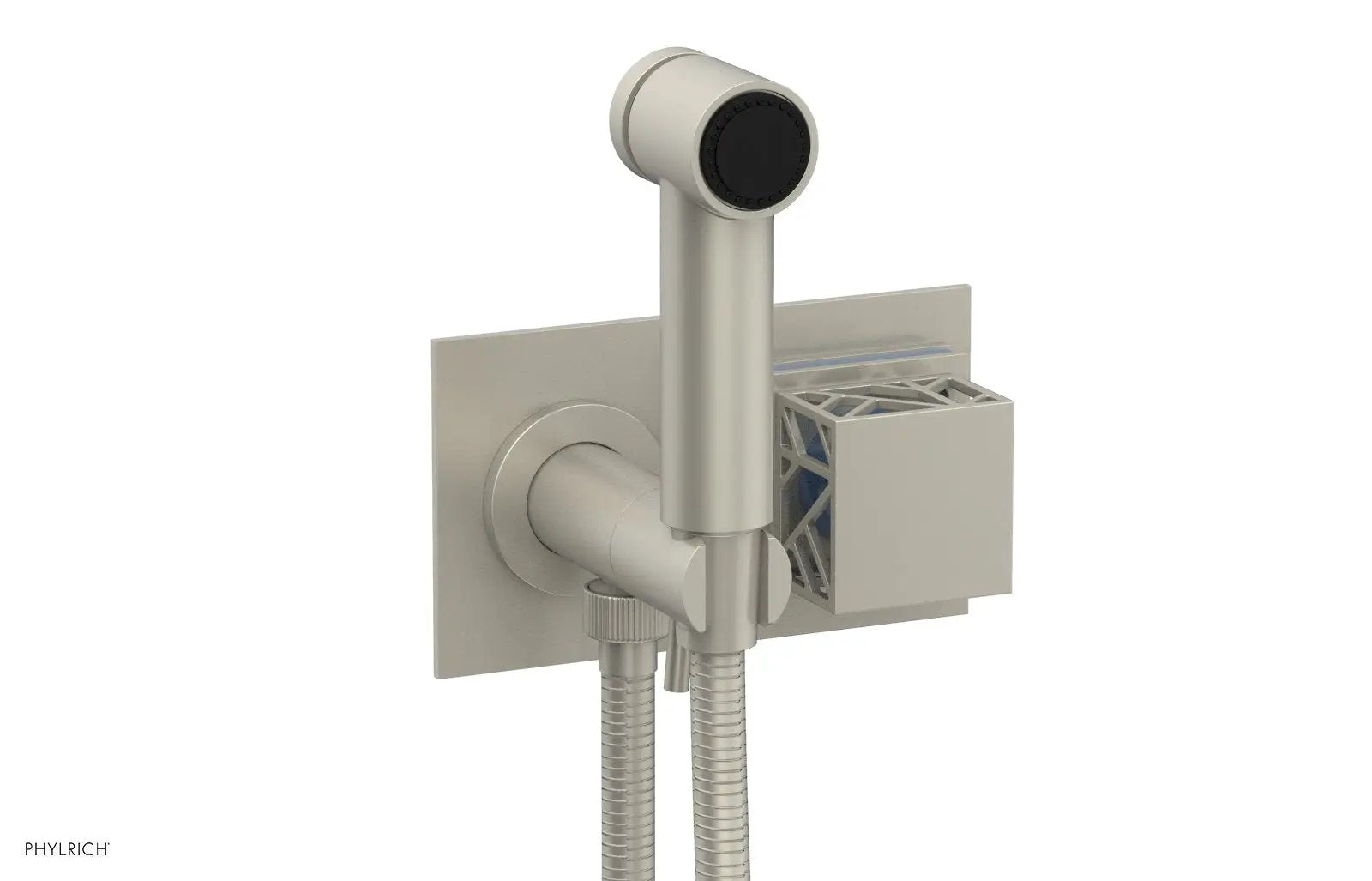 Phylrich JOLIE Wall Mounted Bidet, Square Handle with "Light Blue" Accents by Phylrich
