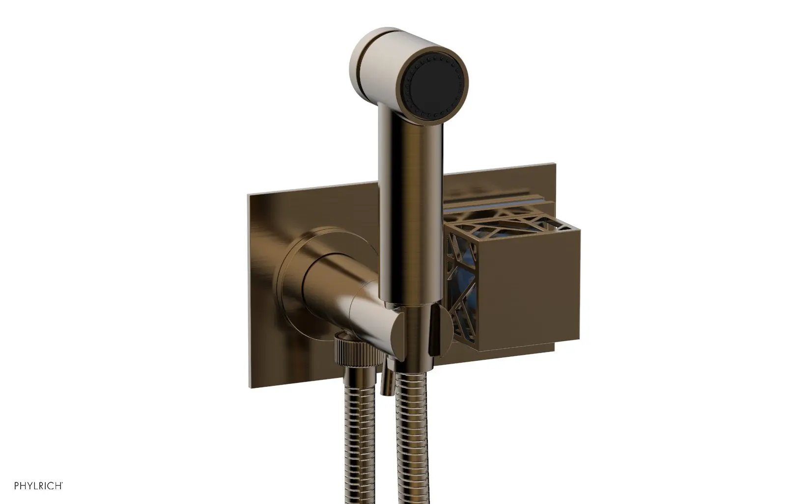 Phylrich JOLIE Wall Mounted Bidet, Square Handle with "Light Blue" Accents by Phylrich
