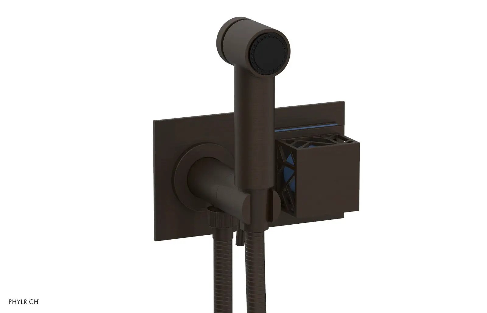 Phylrich JOLIE Wall Mounted Bidet, Square Handle with "Light Blue" Accents by Phylrich