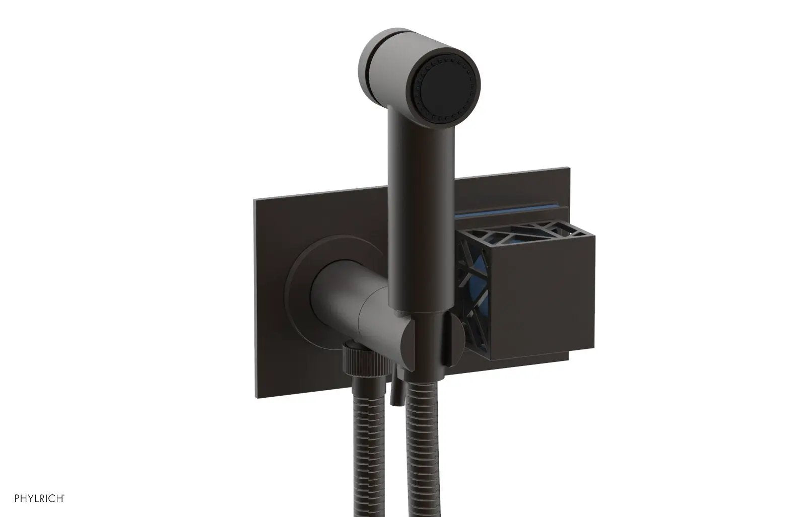 Phylrich JOLIE Wall Mounted Bidet, Square Handle with "Light Blue" Accents by Phylrich