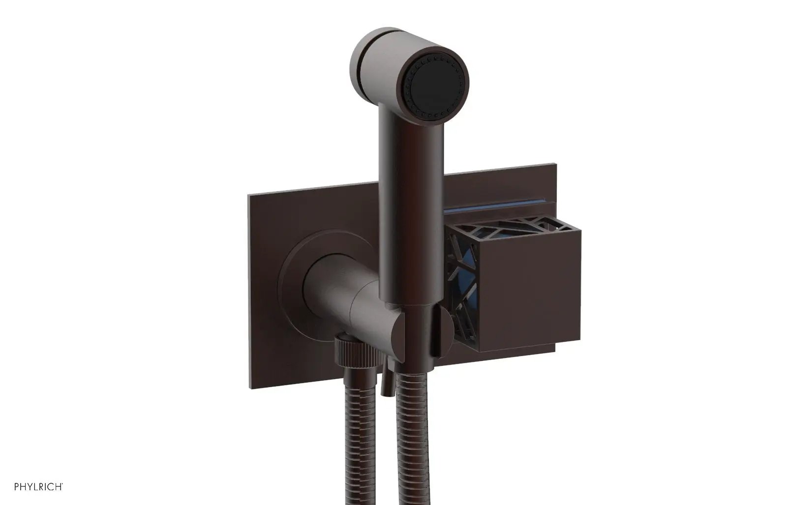 Phylrich JOLIE Wall Mounted Bidet, Square Handle with "Light Blue" Accents by Phylrich