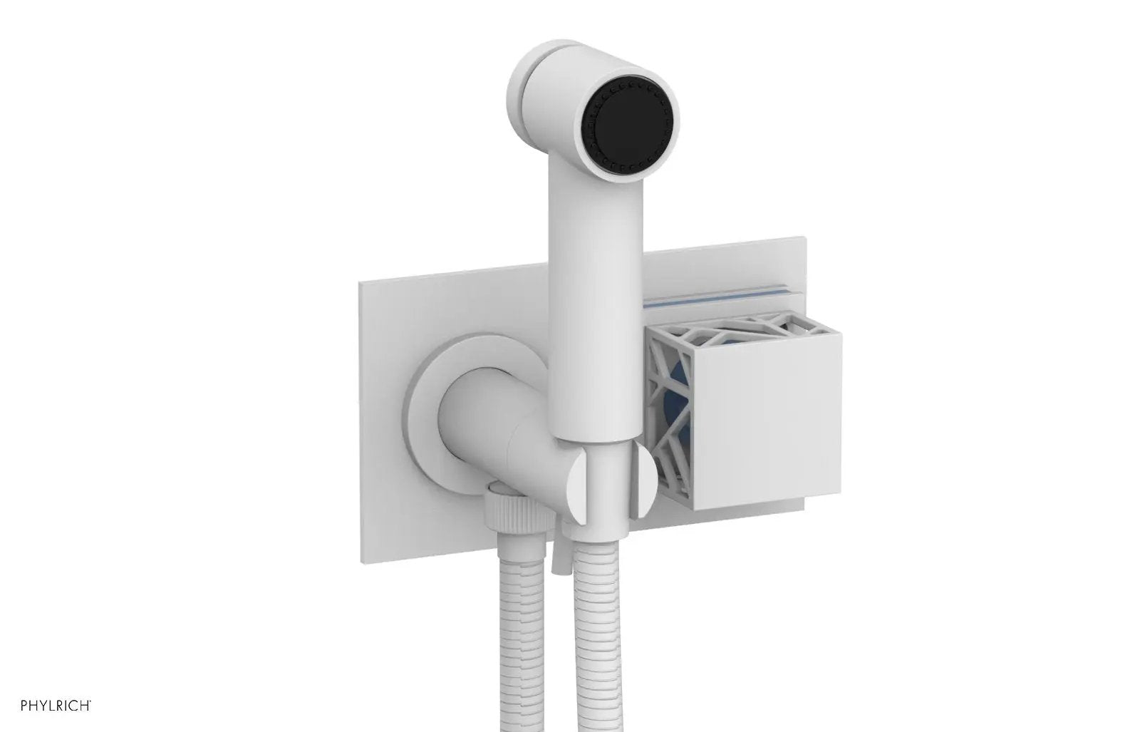 Phylrich JOLIE Wall Mounted Bidet, Square Handle with "Light Blue" Accents by Phylrich