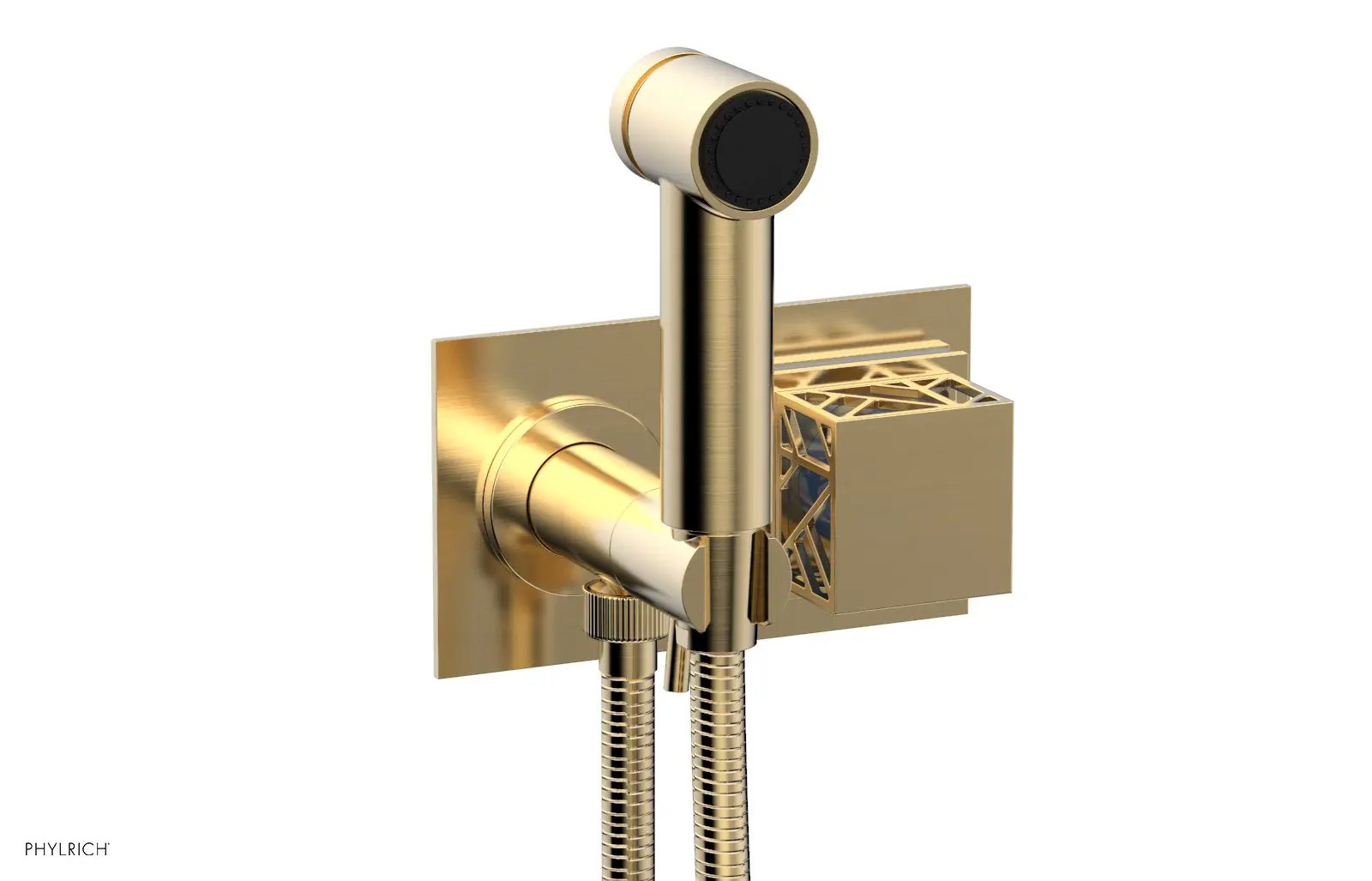 Phylrich JOLIE Wall Mounted Bidet, Square Handle with "Light Blue" Accents by Phylrich
