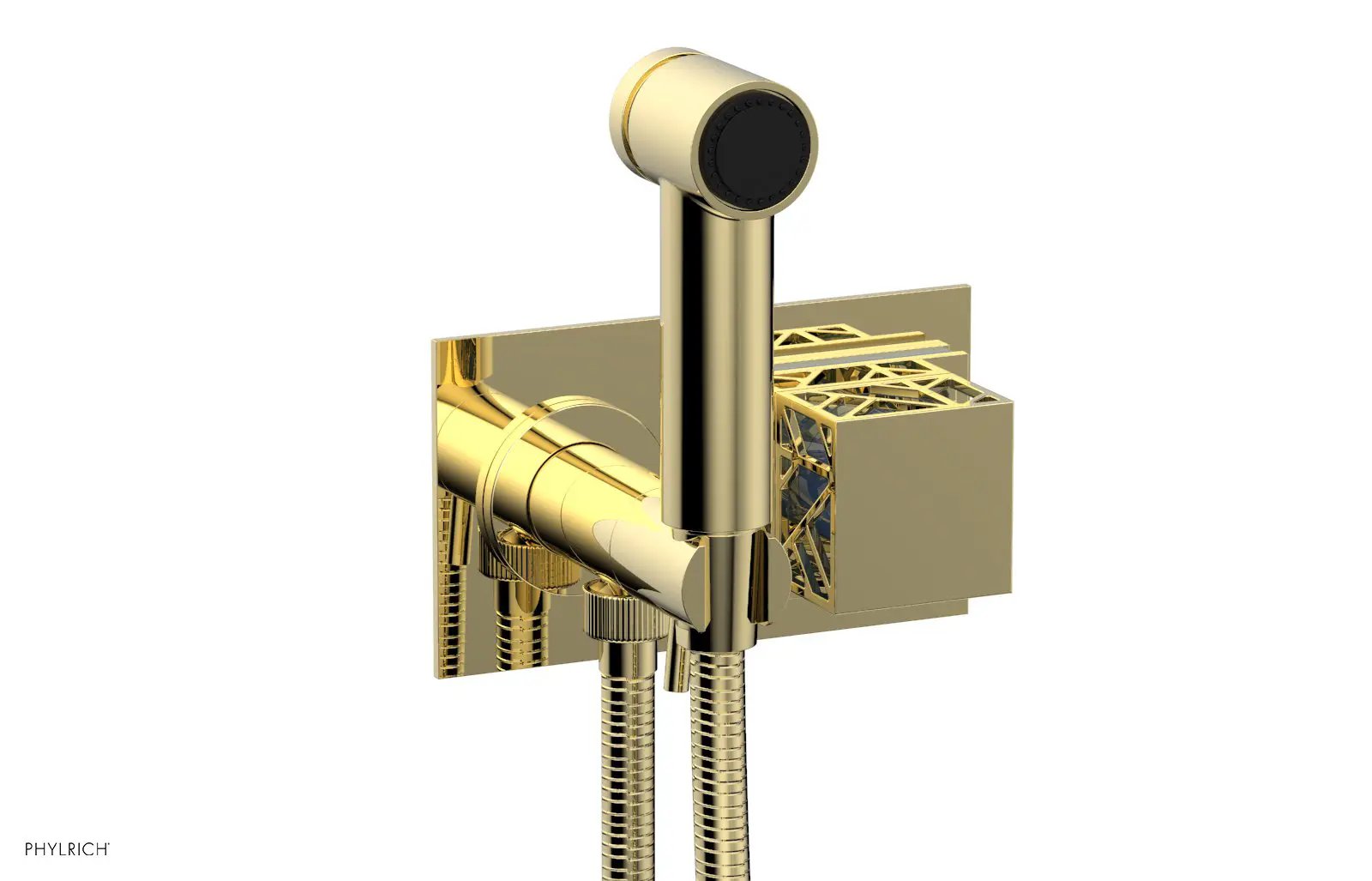 Phylrich JOLIE Wall Mounted Bidet, Square Handle with "Light Blue" Accents by Phylrich