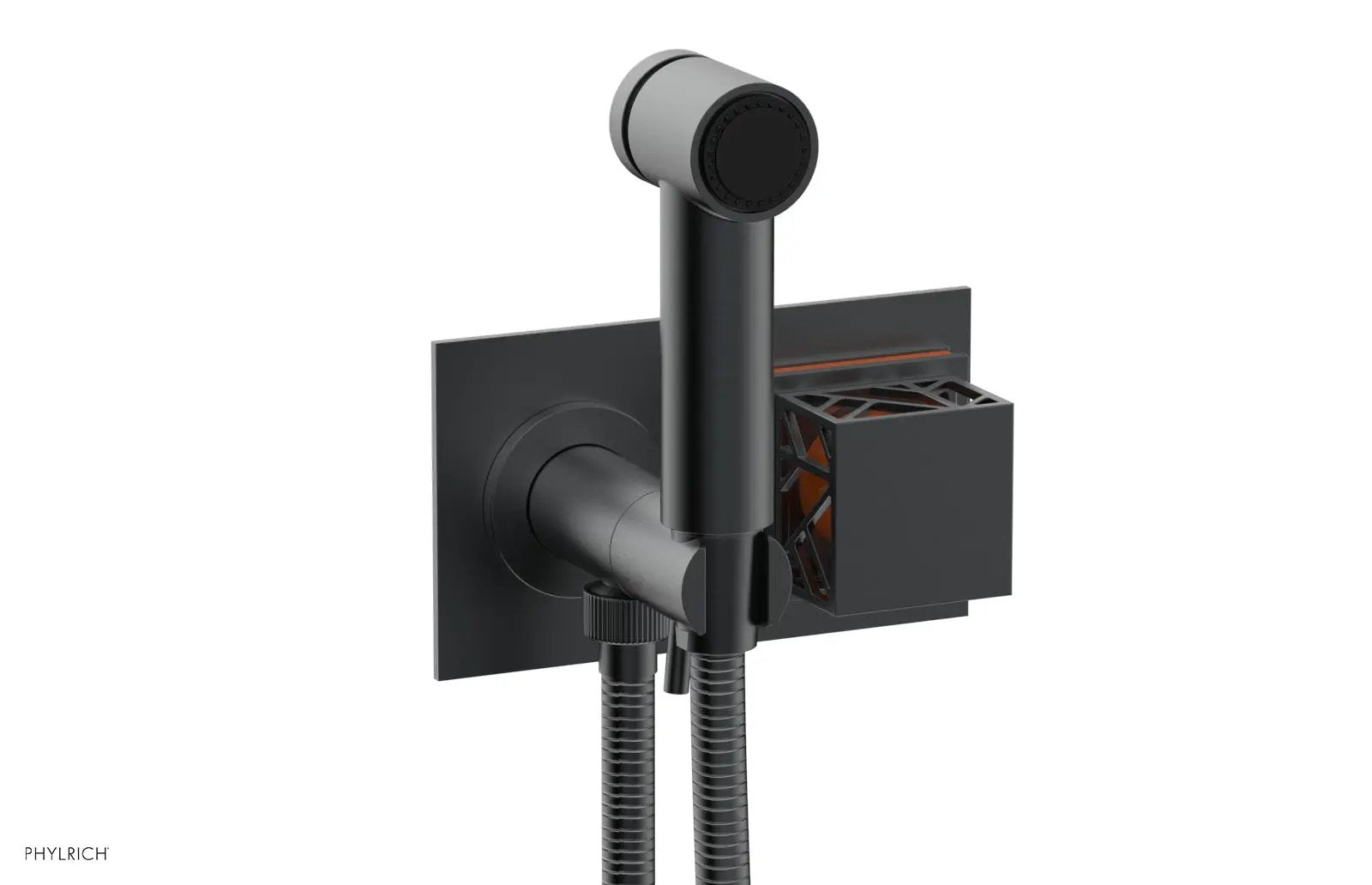 Phylrich JOLIE Wall Mounted Bidet, Square Handle with "Orange" Accents by Phylrich