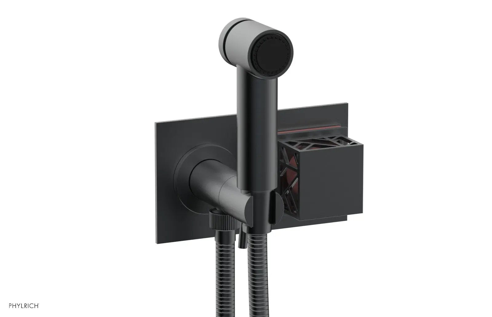 Phylrich JOLIE Wall Mounted Bidet, Square Handle with "Pink" Accents by Phylrich