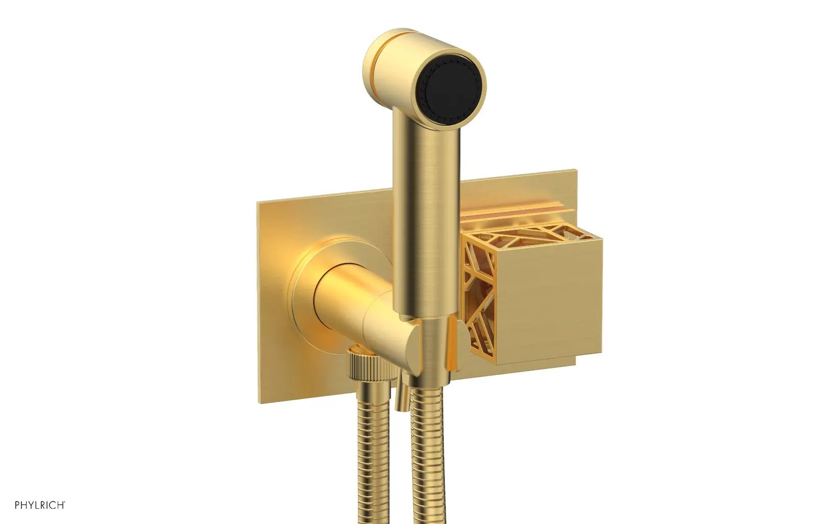 Phylrich JOLIE Wall Mounted Bidet, Square Handle with "Orange" Accents by Phylrich