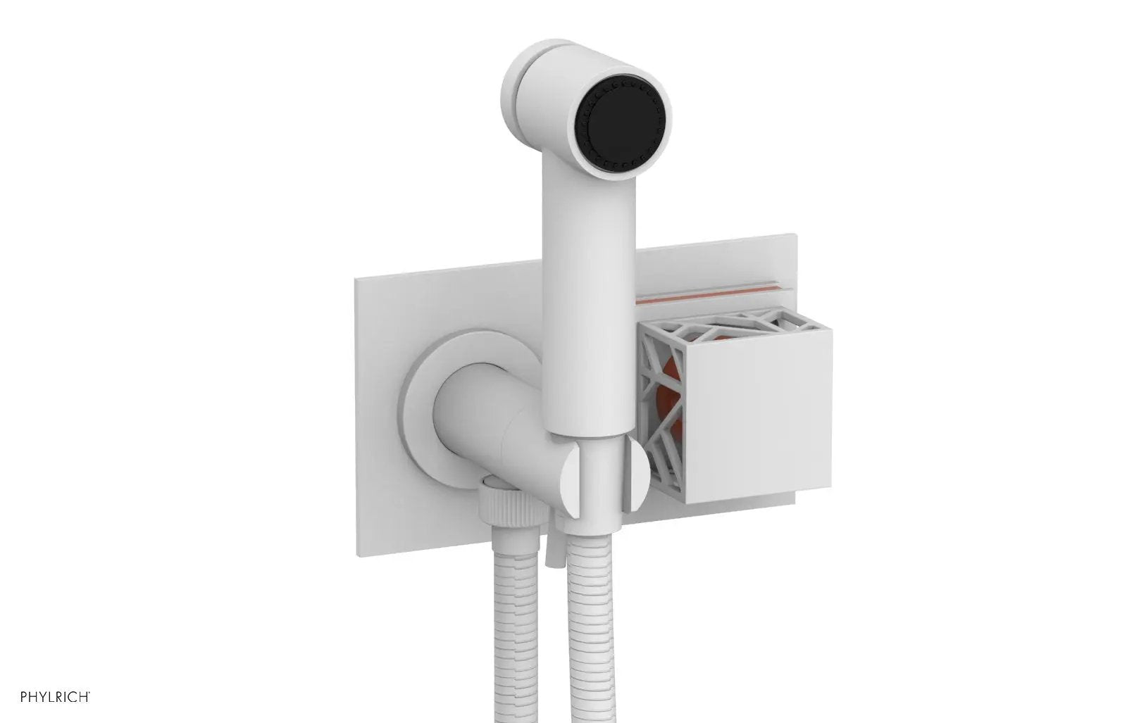 Phylrich JOLIE Wall Mounted Bidet, Square Handle with "Orange" Accents by Phylrich