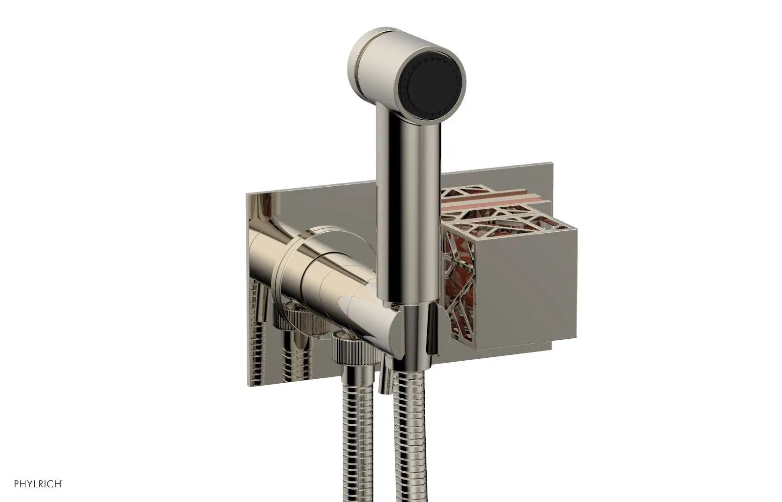 Phylrich JOLIE Wall Mounted Bidet, Square Handle with "Orange" Accents by Phylrich