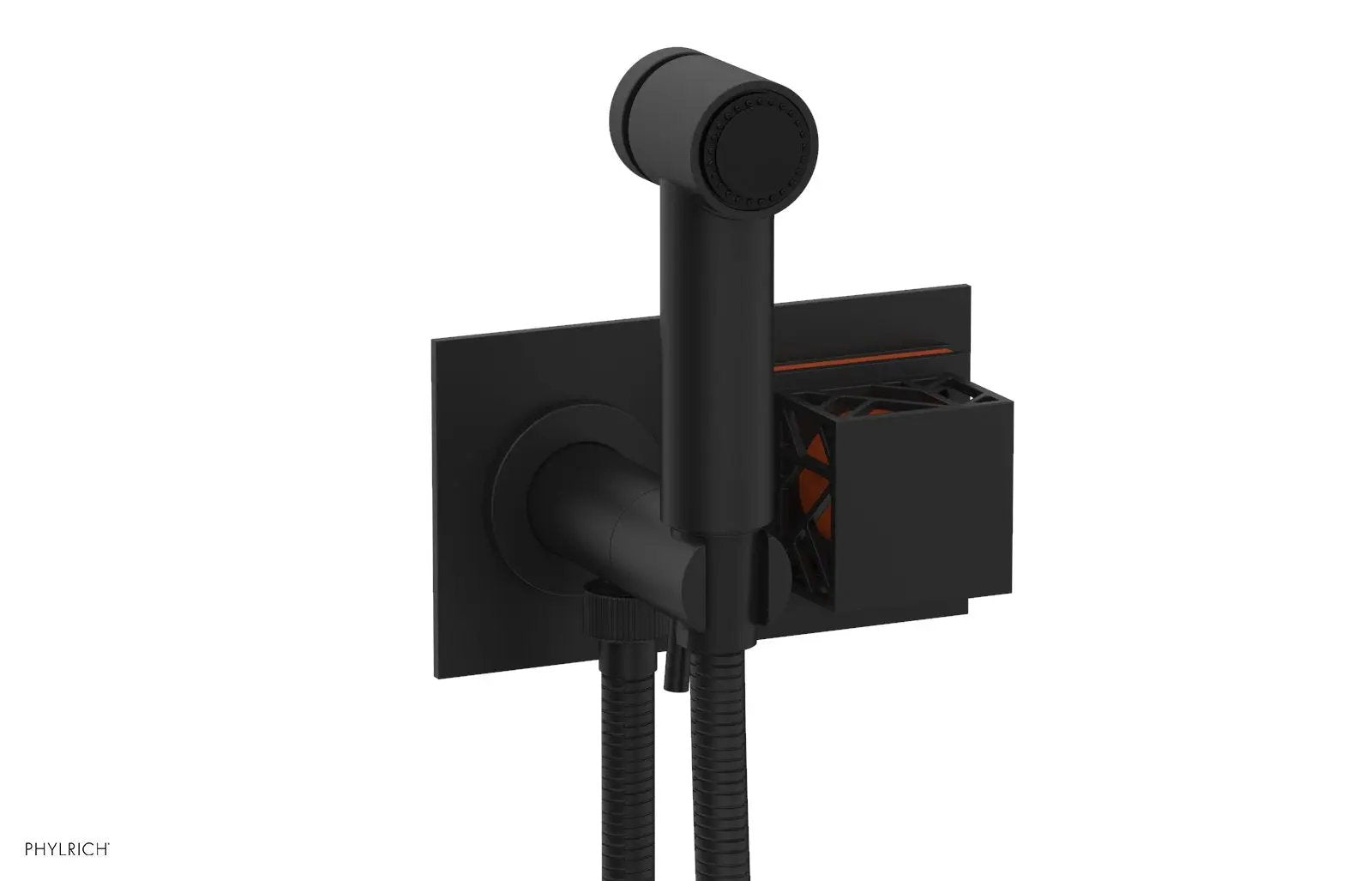 Phylrich JOLIE Wall Mounted Bidet, Square Handle with "Orange" Accents by Phylrich