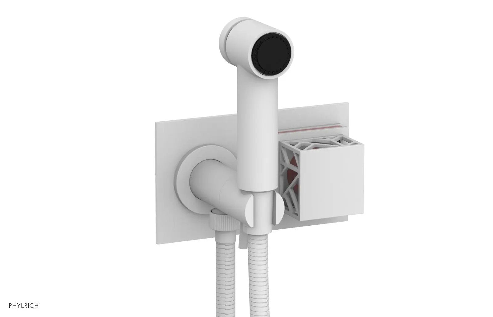 Phylrich JOLIE Wall Mounted Bidet, Square Handle with "Pink" Accents by Phylrich