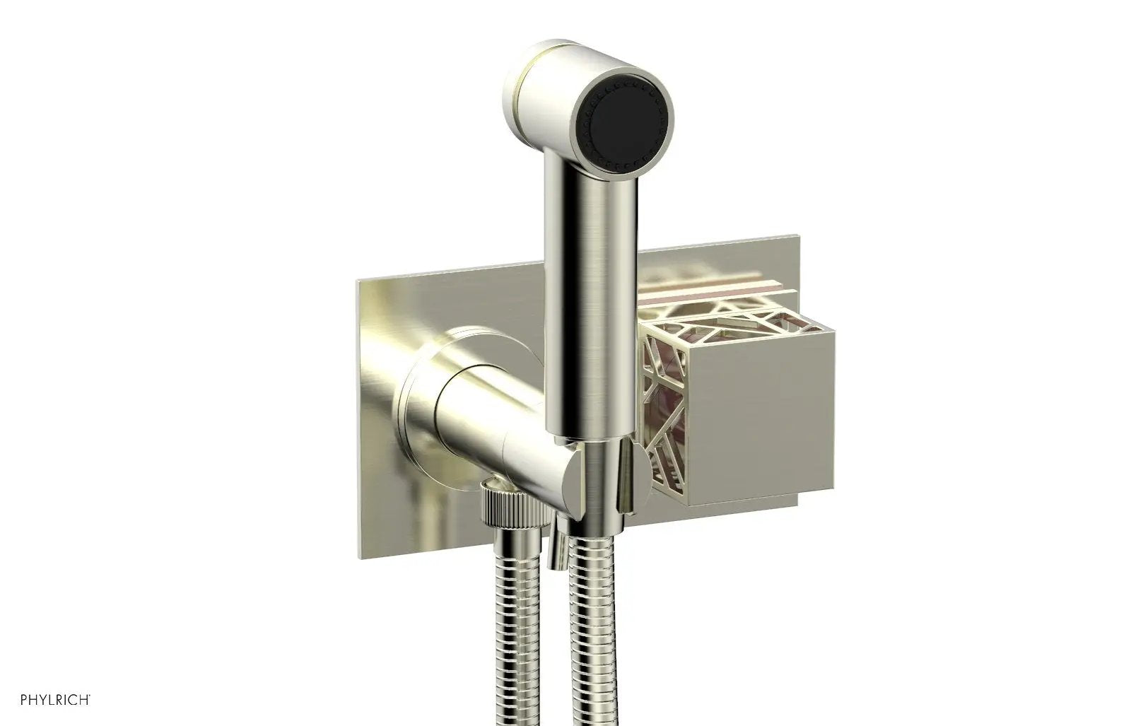 Phylrich JOLIE Wall Mounted Bidet, Square Handle with "Pink" Accents by Phylrich