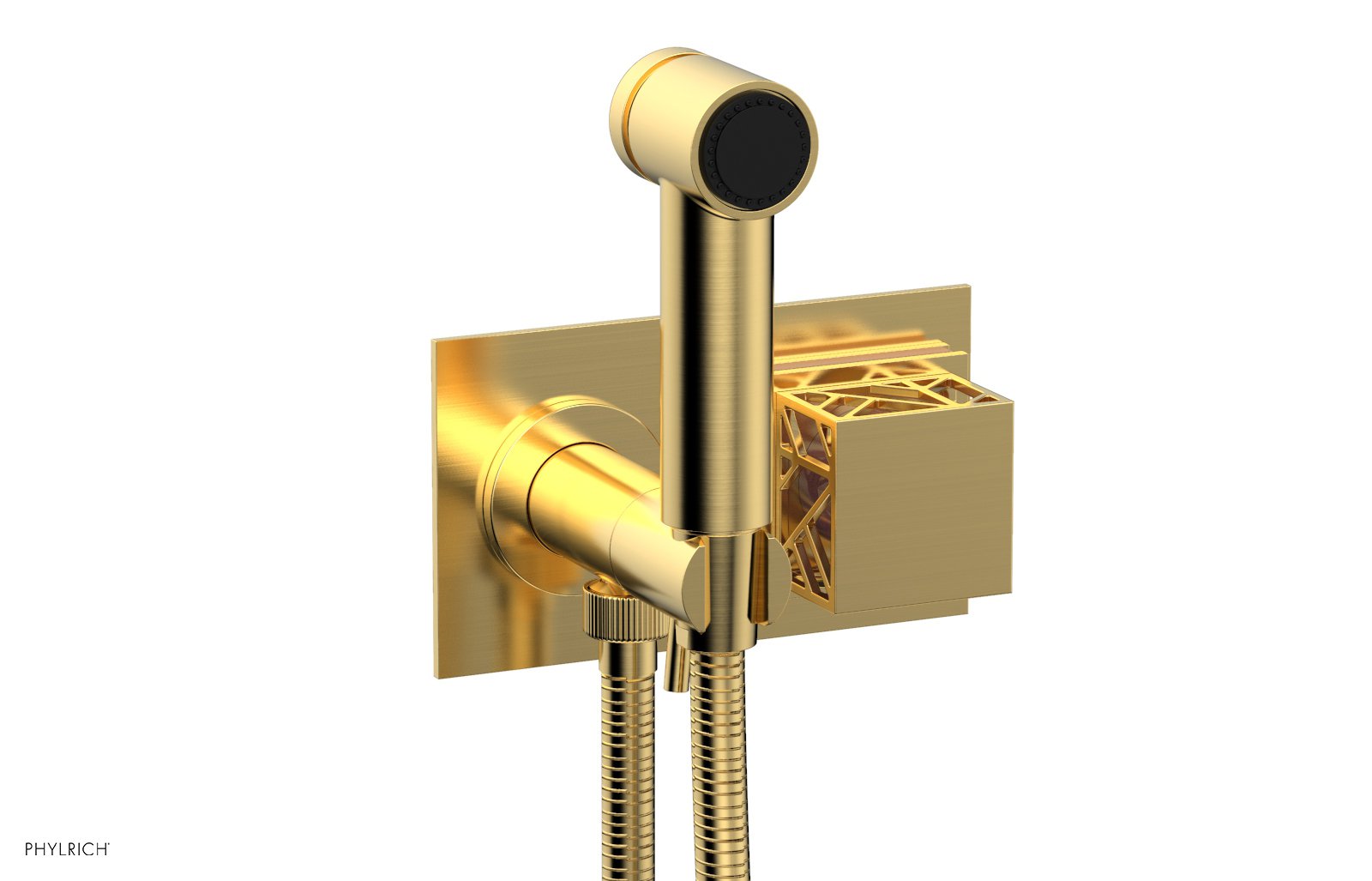 Phylrich JOLIE Wall Mounted Bidet, Square Handle with "Pink" Accents by Phylrich