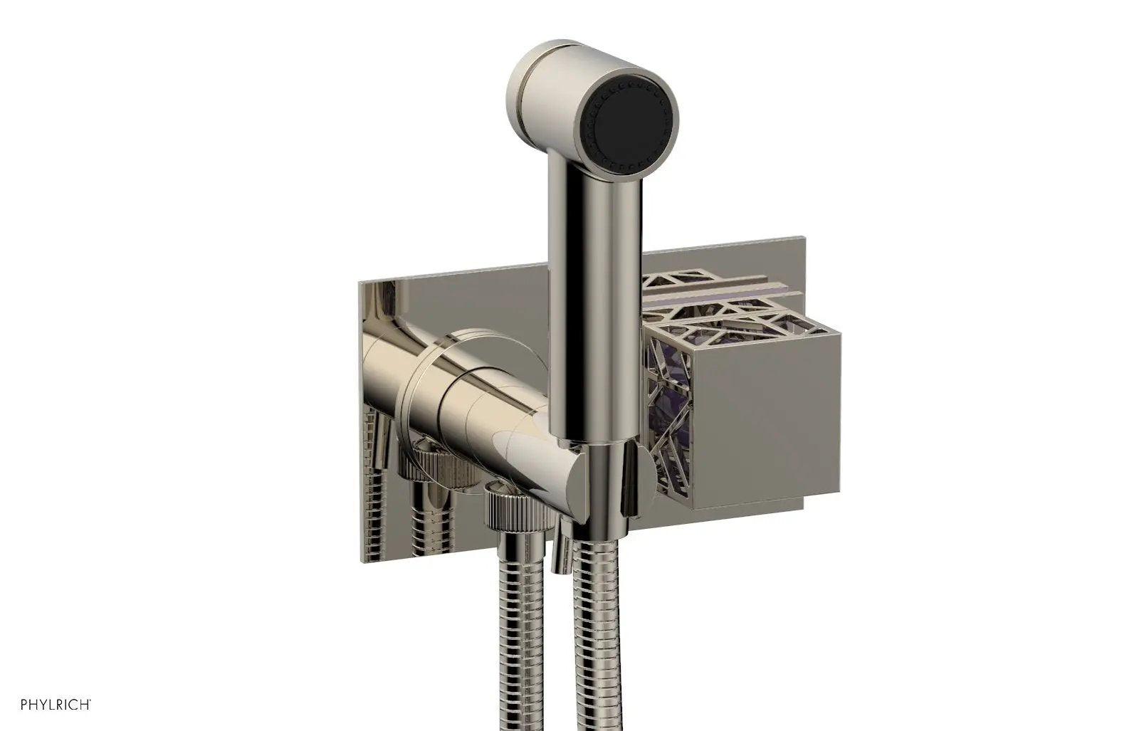 Phylrich JOLIE Wall Mounted Bidet, Square Handle with "Purple" Accents by Phylrich