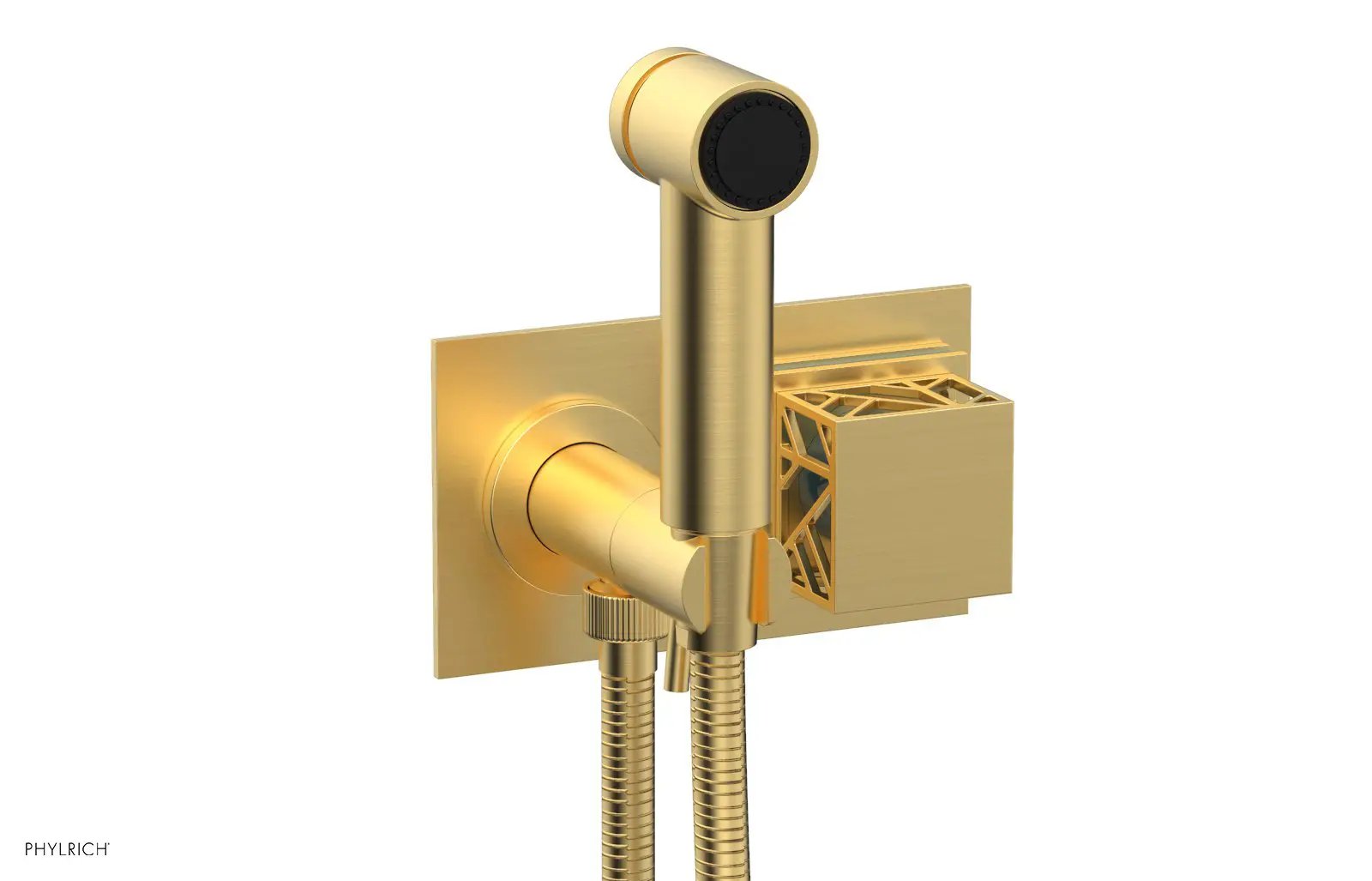 Phylrich JOLIE Wall Mounted Bidet, Square Handle with "Turquoise" Accents by Phylrich