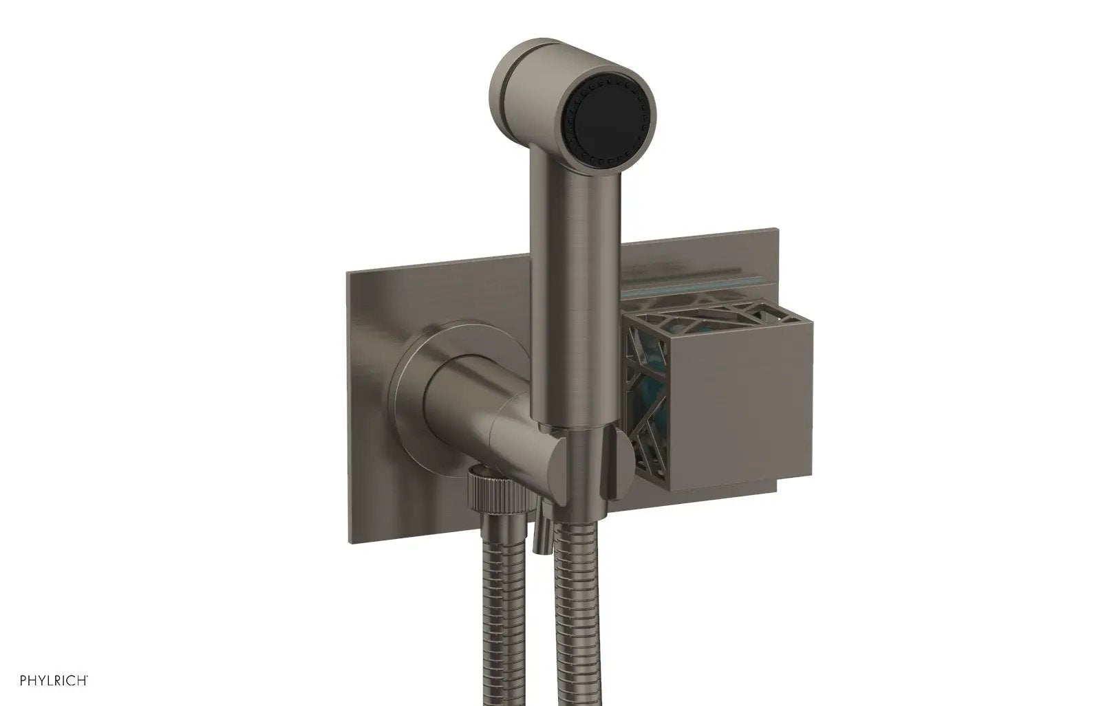 Phylrich JOLIE Wall Mounted Bidet, Square Handle with "Turquoise" Accents by Phylrich