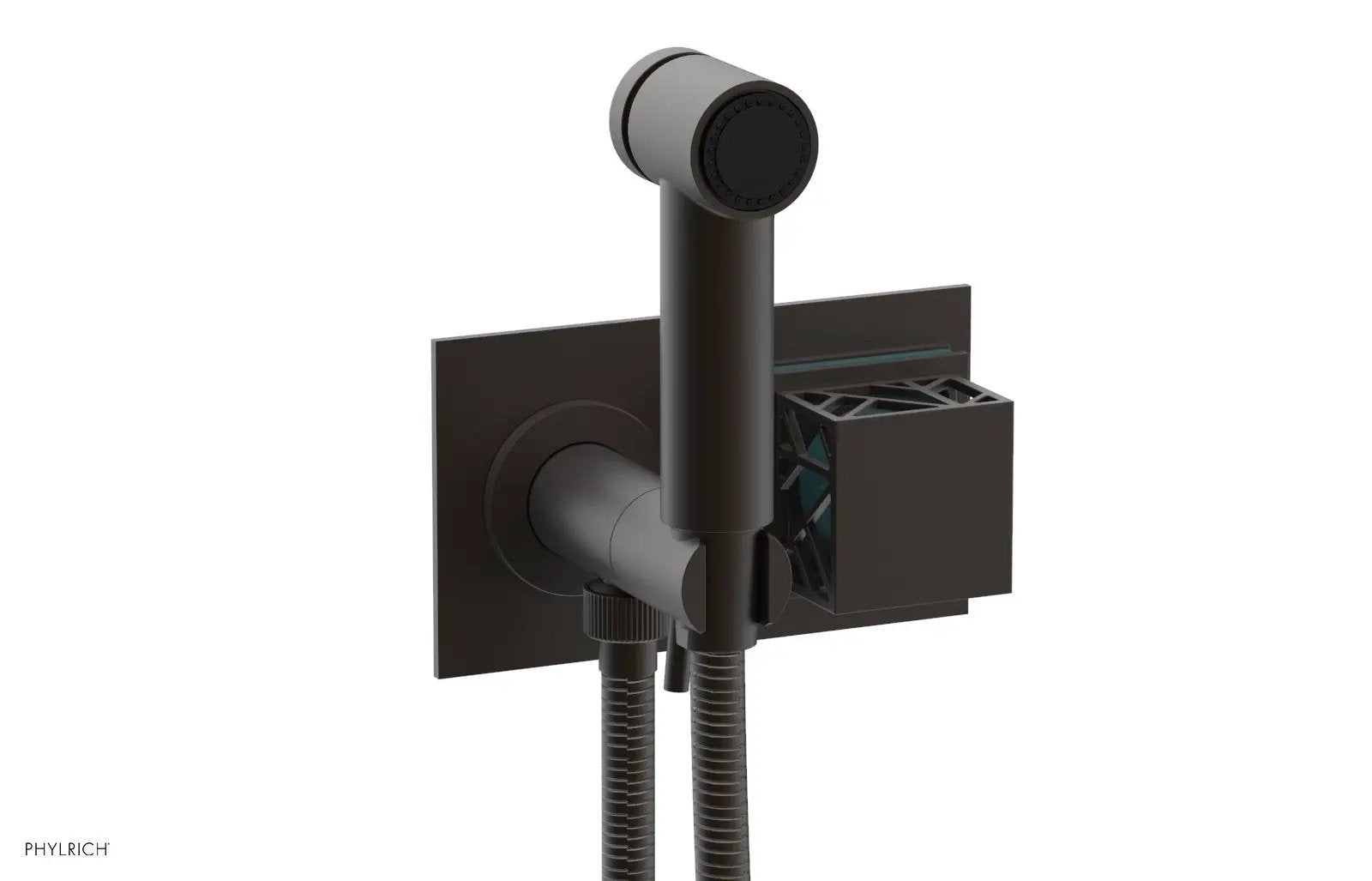 Phylrich JOLIE Wall Mounted Bidet, Square Handle with "Turquoise" Accents by Phylrich