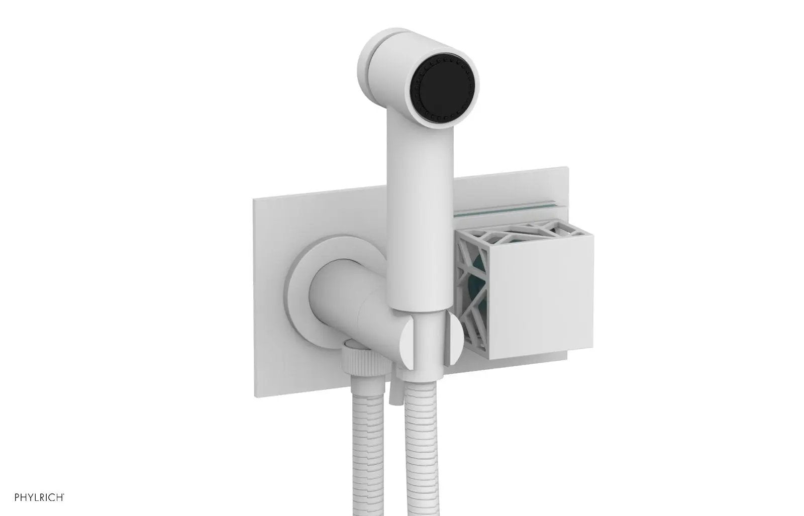 Phylrich JOLIE Wall Mounted Bidet, Square Handle with "Turquoise" Accents by Phylrich