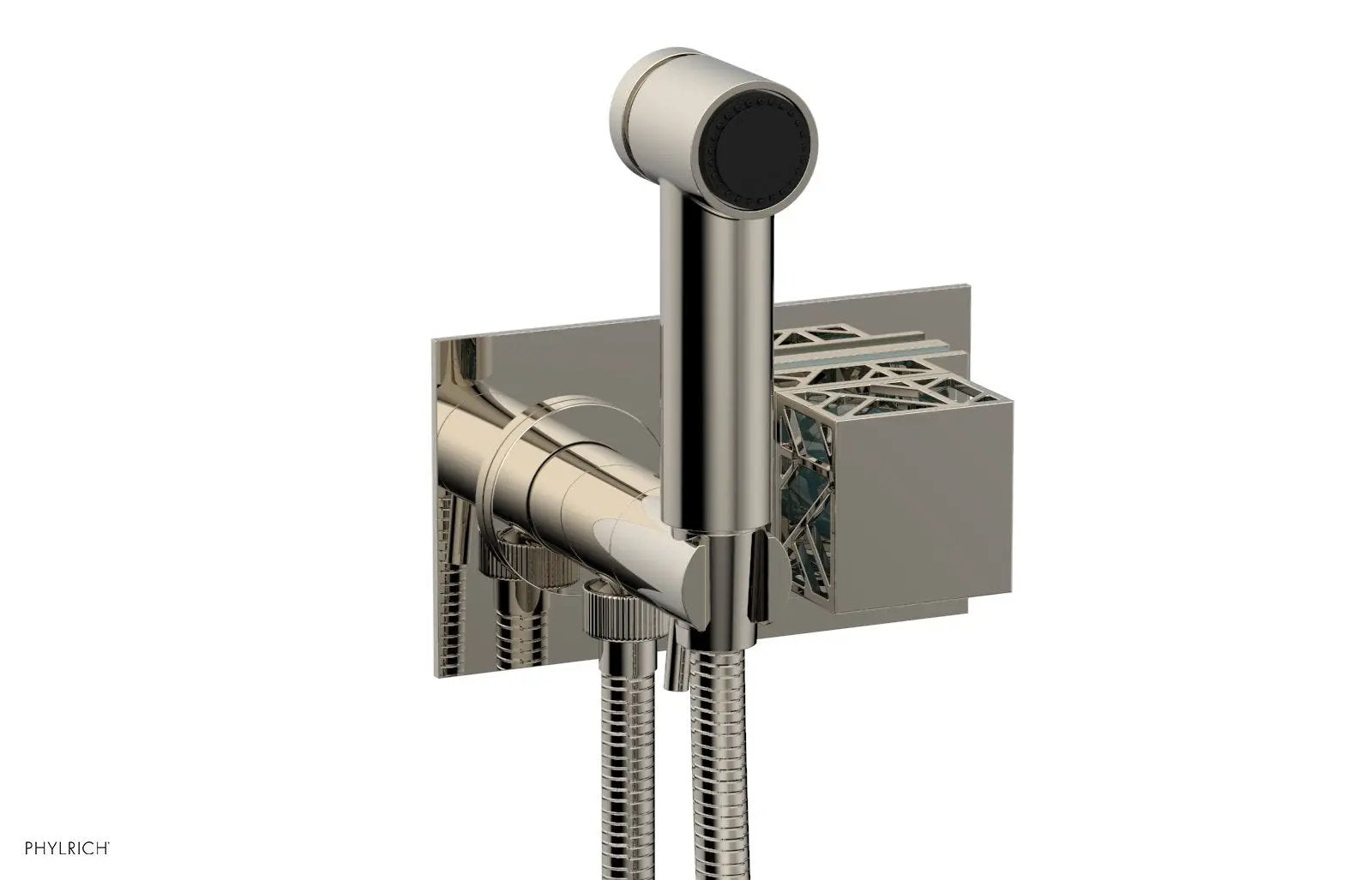 Phylrich JOLIE Wall Mounted Bidet, Square Handle with "Turquoise" Accents by Phylrich