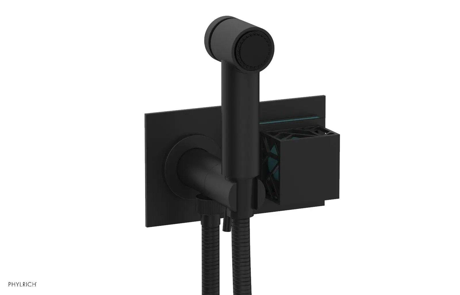 Phylrich JOLIE Wall Mounted Bidet, Square Handle with "Turquoise" Accents by Phylrich