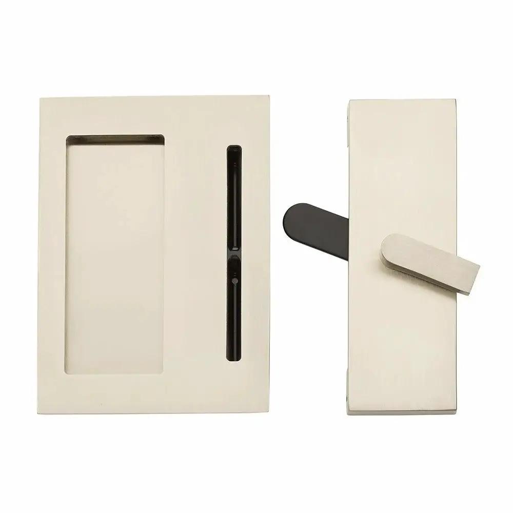 Emtek Modern Rectangular Barn Door Privacy Lock and Flush Pull with Integrated Strike by Emtek