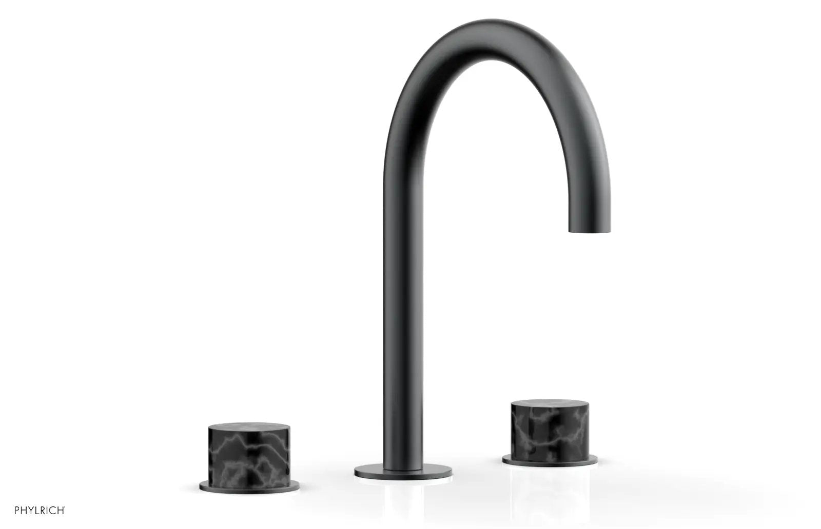 Phylrich BASIC II Widespread Faucet - Black Marble Handles by Phylrich