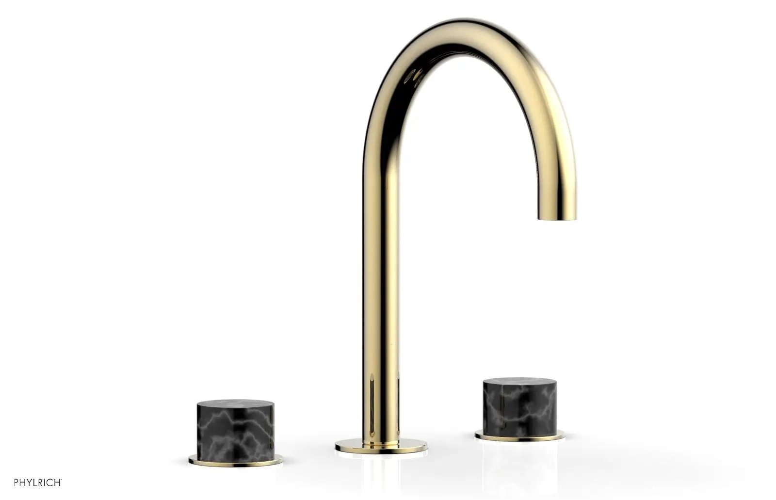 Phylrich BASIC II Widespread Faucet - Black Marble Handles by Phylrich