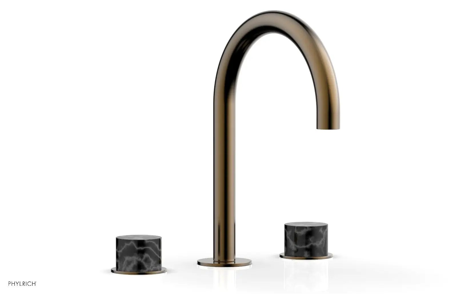 Phylrich BASIC II Widespread Faucet - Black Marble Handles by Phylrich