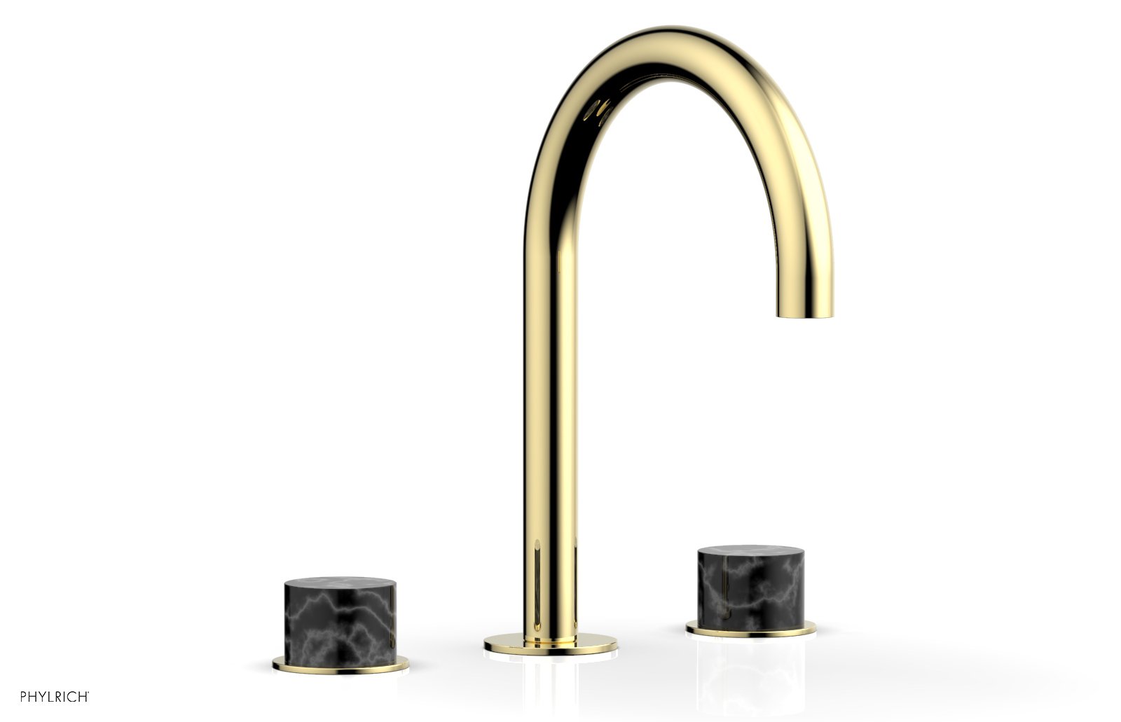 Phylrich BASIC II Widespread Faucet - Black Marble Handles by Phylrich