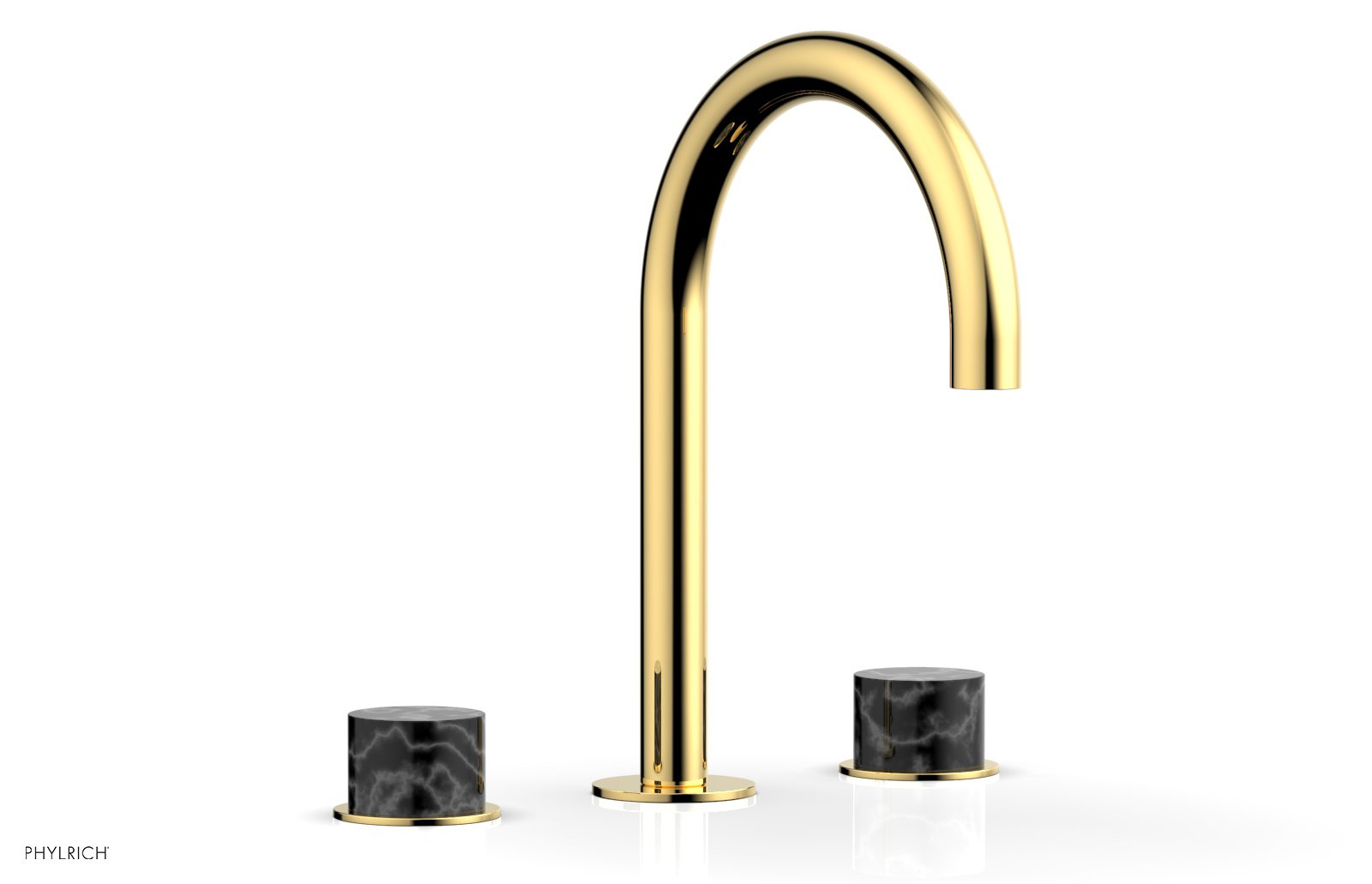Phylrich BASIC II Widespread Faucet - Black Marble Handles by Phylrich