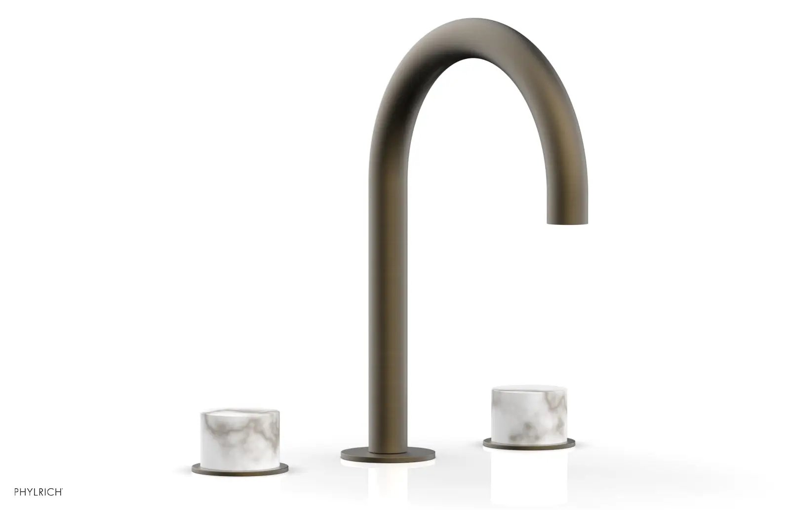 Phylrich BASIC II Widespread Faucet - White Marble Handles by Phylrich