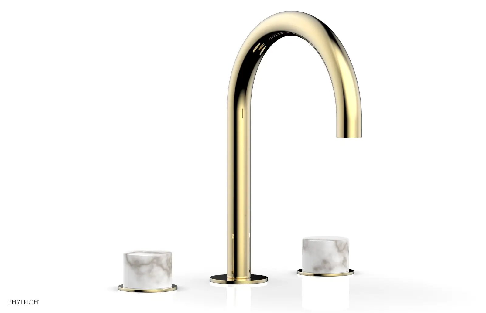 Phylrich BASIC II Widespread Faucet - White Marble Handles by Phylrich