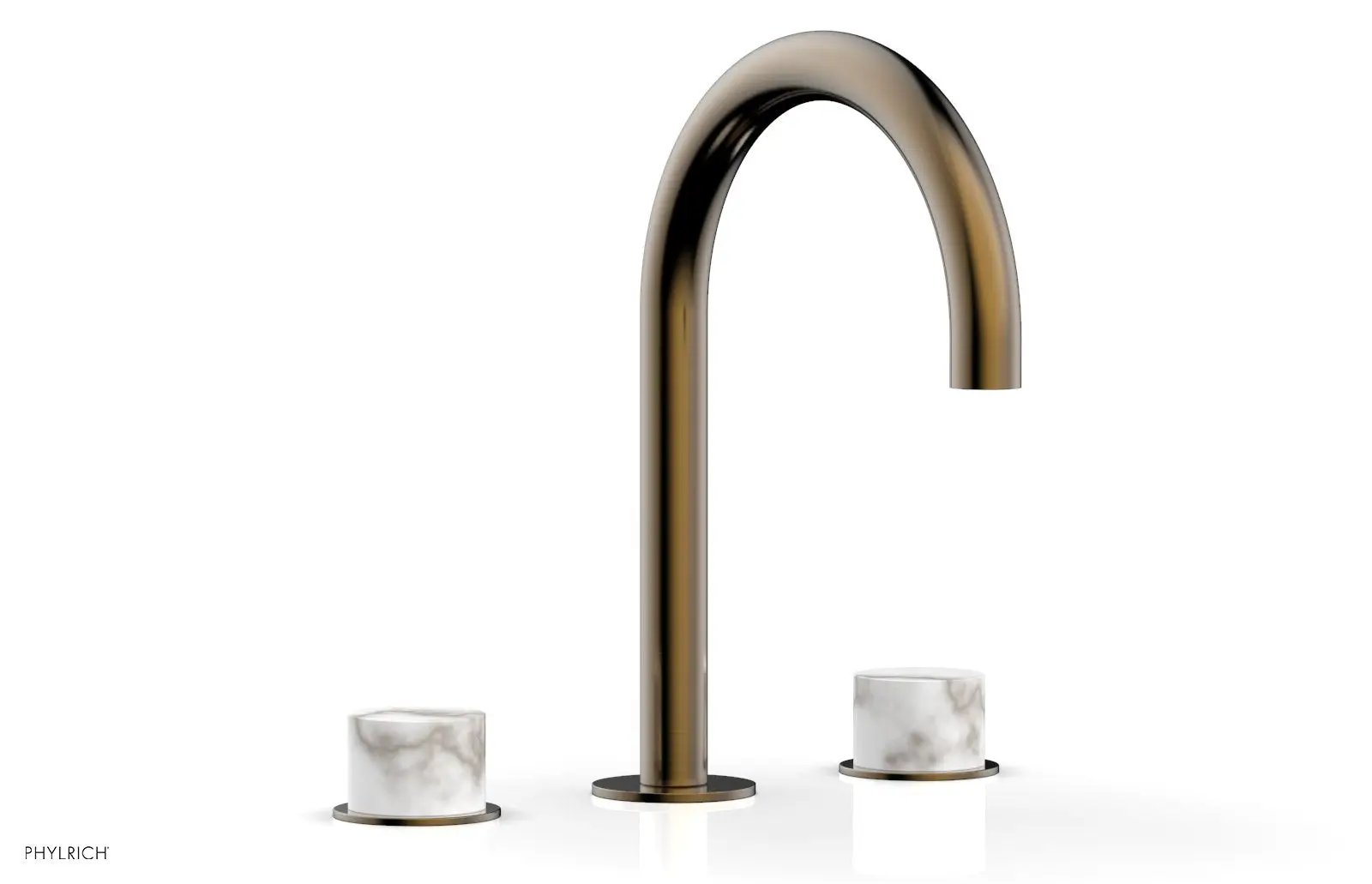 Phylrich BASIC II Widespread Faucet - White Marble Handles by Phylrich