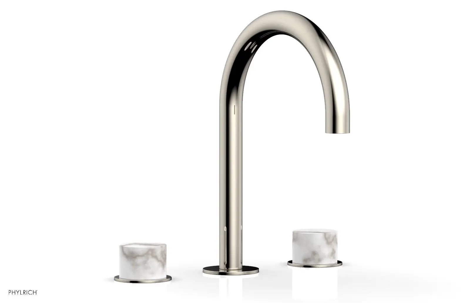 Phylrich BASIC II Widespread Faucet - White Marble Handles by Phylrich