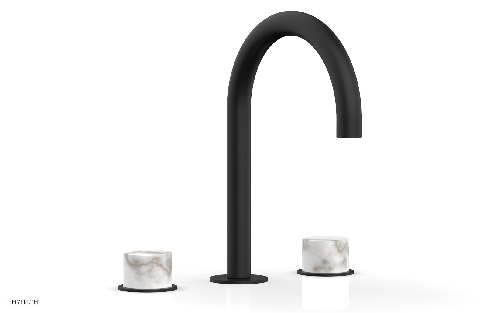 Phylrich BASIC II Widespread Faucet - White Marble Handles