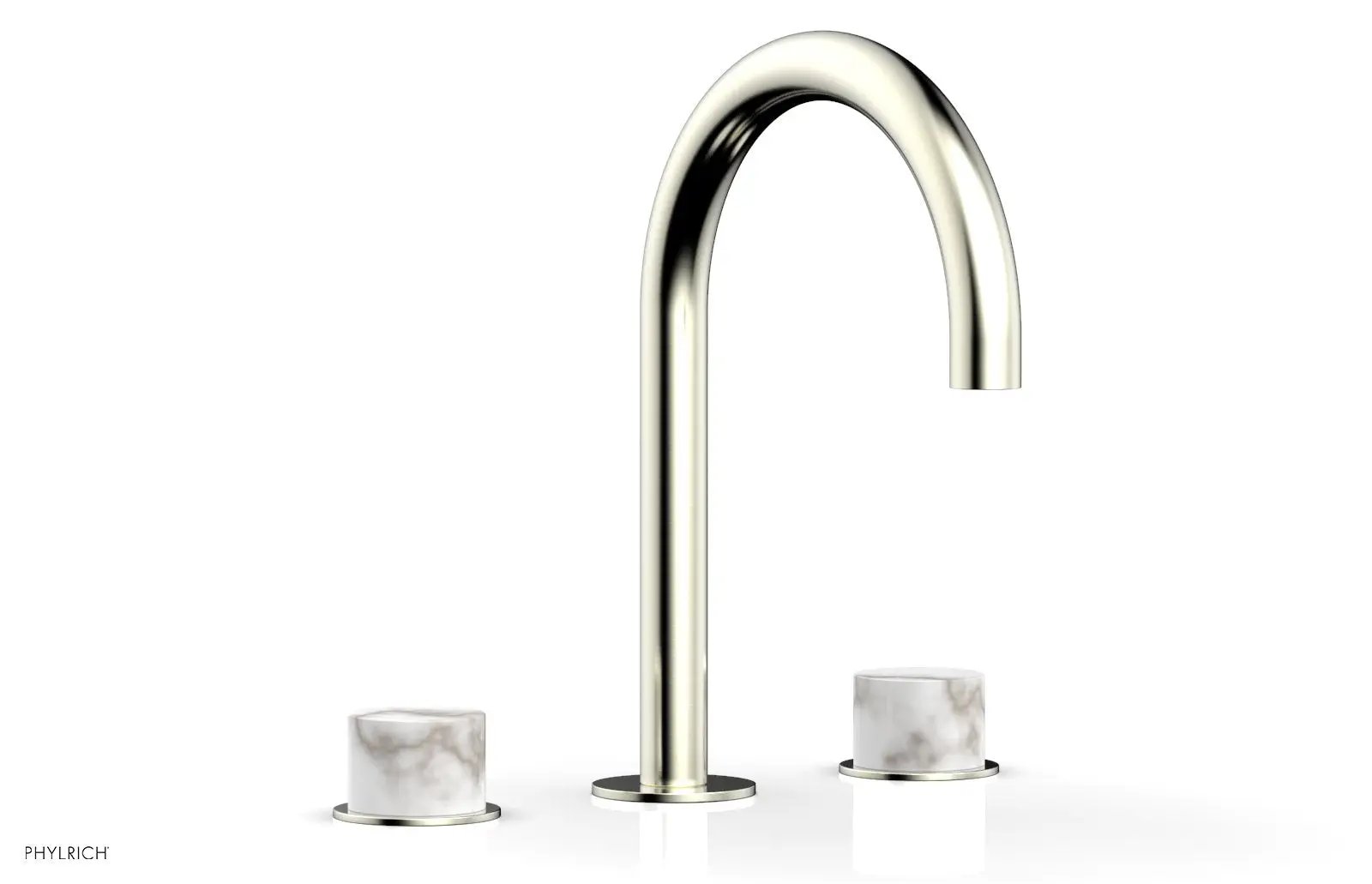 Phylrich BASIC II Widespread Faucet - White Marble Handles by Phylrich