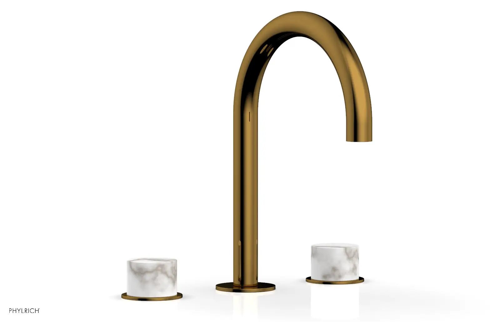 Phylrich BASIC II Widespread Faucet - White Marble Handles by Phylrich