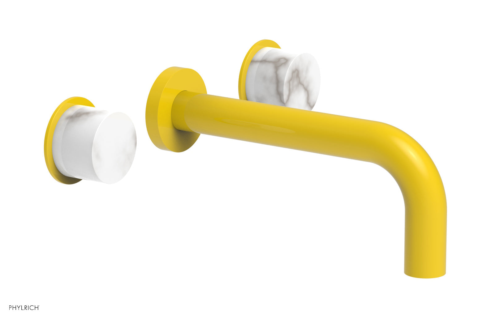 Phylrich BASIC II Wall Tub Set, White Marble Handles