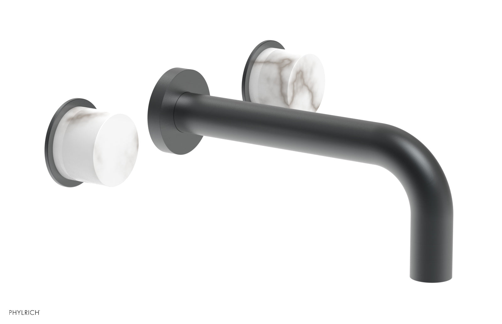 Phylrich BASIC II Wall Tub Set, White Marble Handles