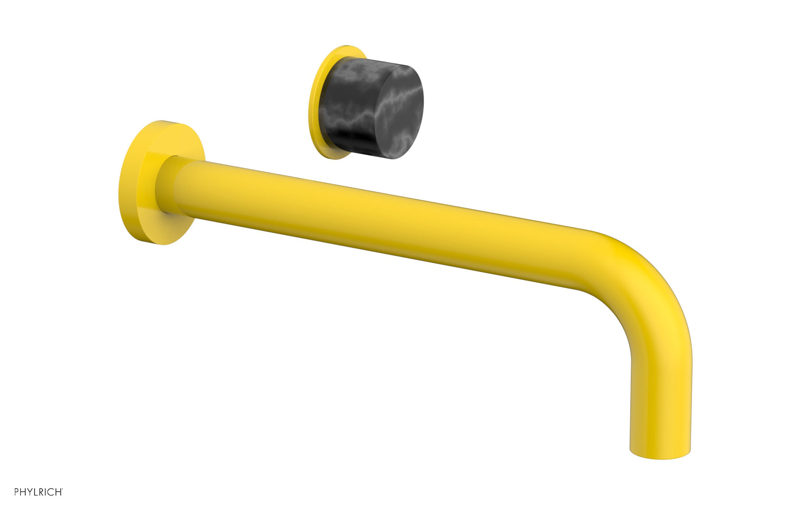 Phylrich Basic II 10" Single Handle Wall Lavatory Set - Black Marble Handle