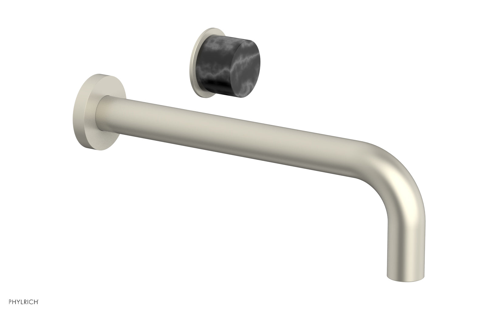 Phylrich Basic II 10" Single Handle Wall Lavatory Set - Black Marble Handle