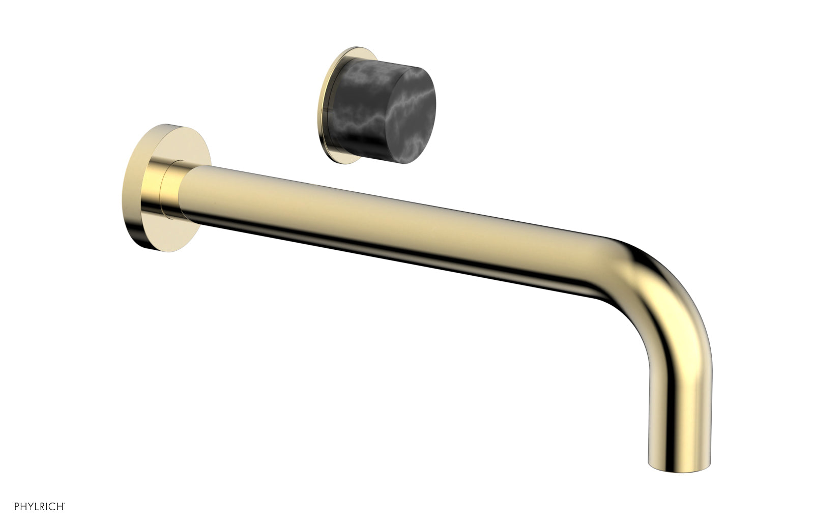 Phylrich Basic II 10" Single Handle Wall Lavatory Set - Black Marble Handle