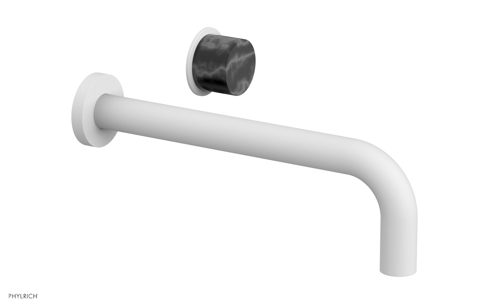 Phylrich Basic II 10" Single Handle Wall Lavatory Set - Black Marble Handle