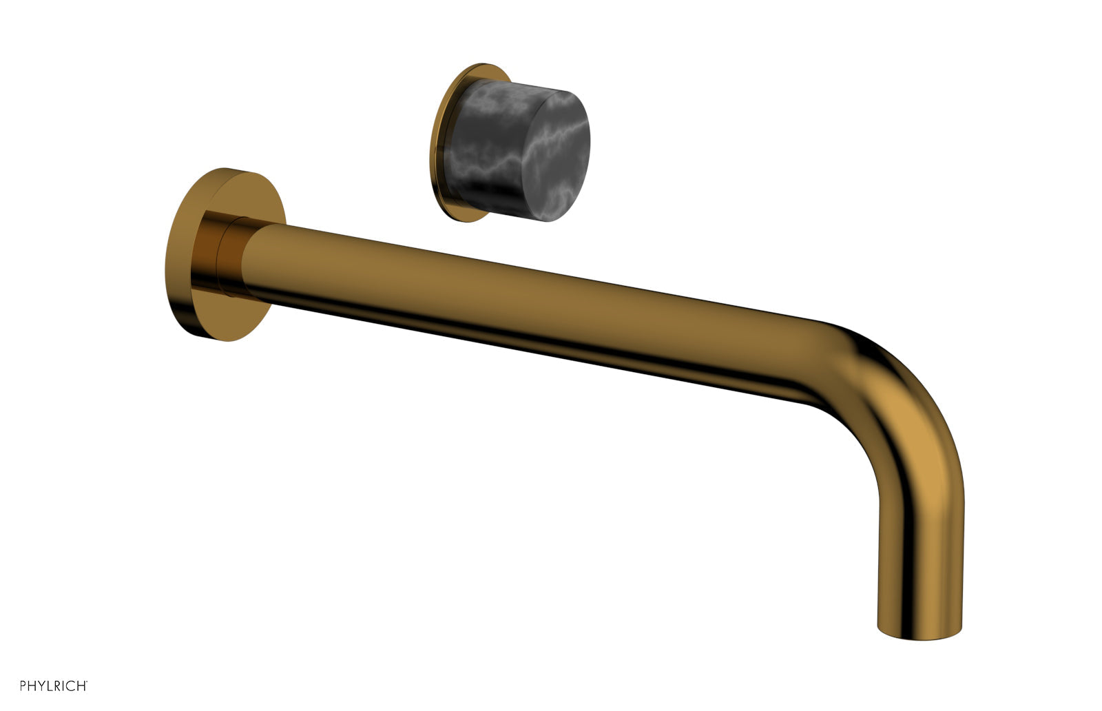 Phylrich Basic II 10" Single Handle Wall Lavatory Set - Black Marble Handle by Phylrich
