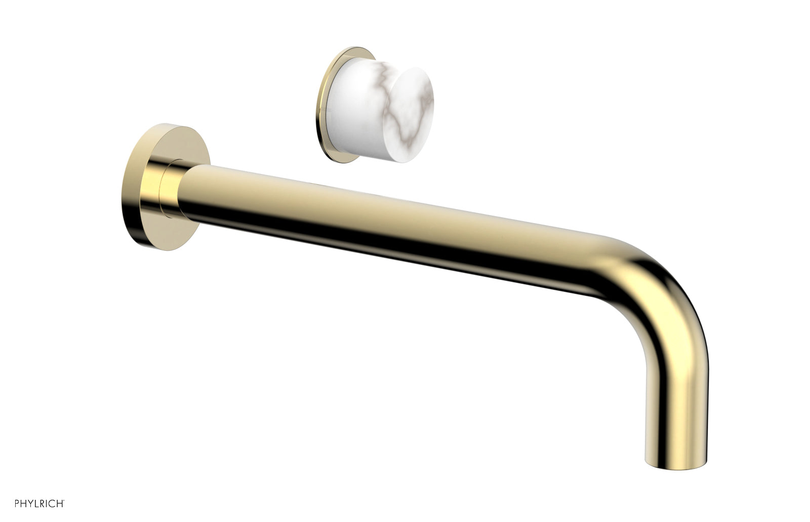 Phylrich Basic II 10" Single Handle Wall Lavatory Set - White Marble Handle by Phylrich