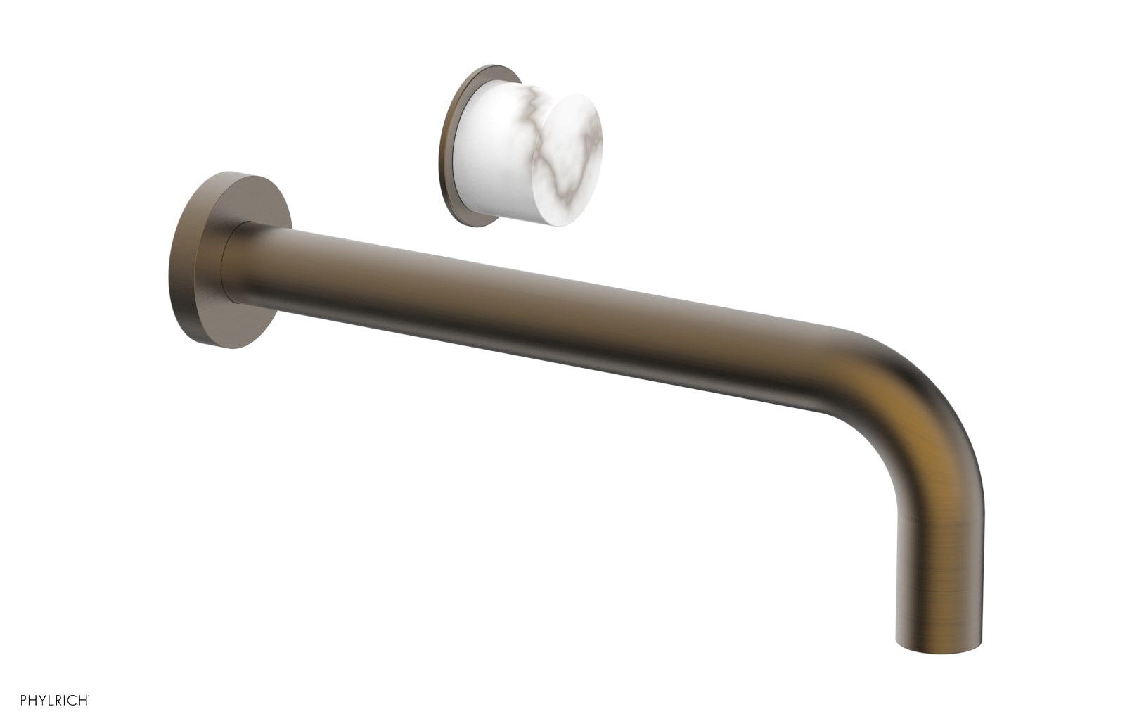 Phylrich Basic II 10" Single Handle Wall Lavatory Set - White Marble Handle by Phylrich